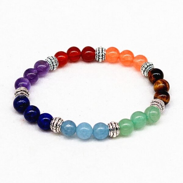 Natural Stone Colorful Chakra Energy Yoga Bracelet - Image 4