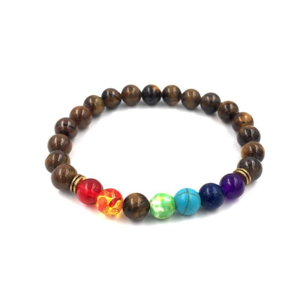 Agate molten rock 8mm energy volcanic stone chakra colorful beads bracelet string - Image 2