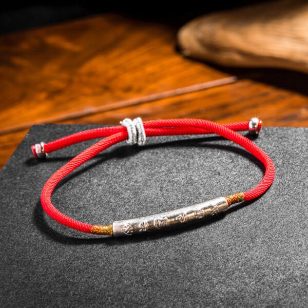 Tibetan Red String Bracelet - Buddhist Lucky Charm - Image 4