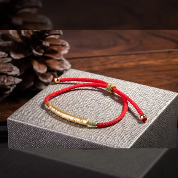 Tibetan Red String Bracelet - Buddhist Lucky Charm - Image 5