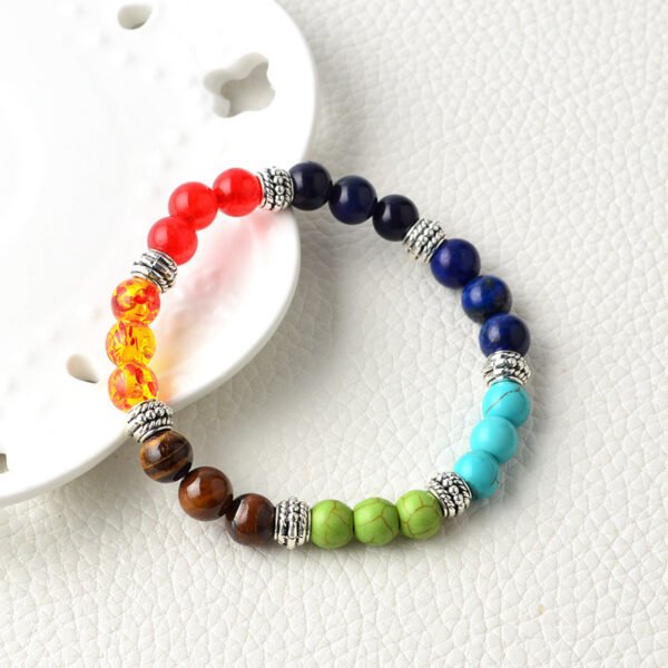 Natural Stone Colorful Chakra Energy Yoga Bracelet - Image 6