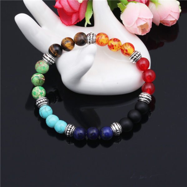Natural Stone Colorful Chakra Energy Yoga Bracelet - Image 8