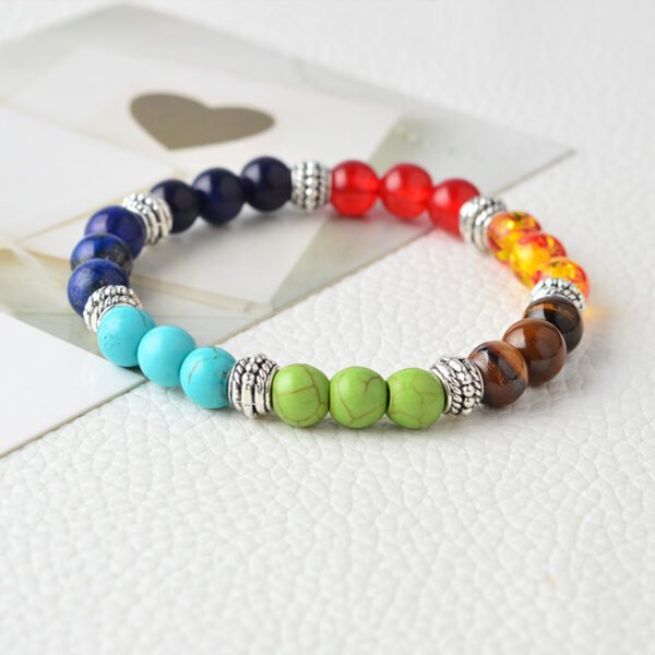 Natural Stone Colorful Chakra Energy Yoga Bracelet - Image 7