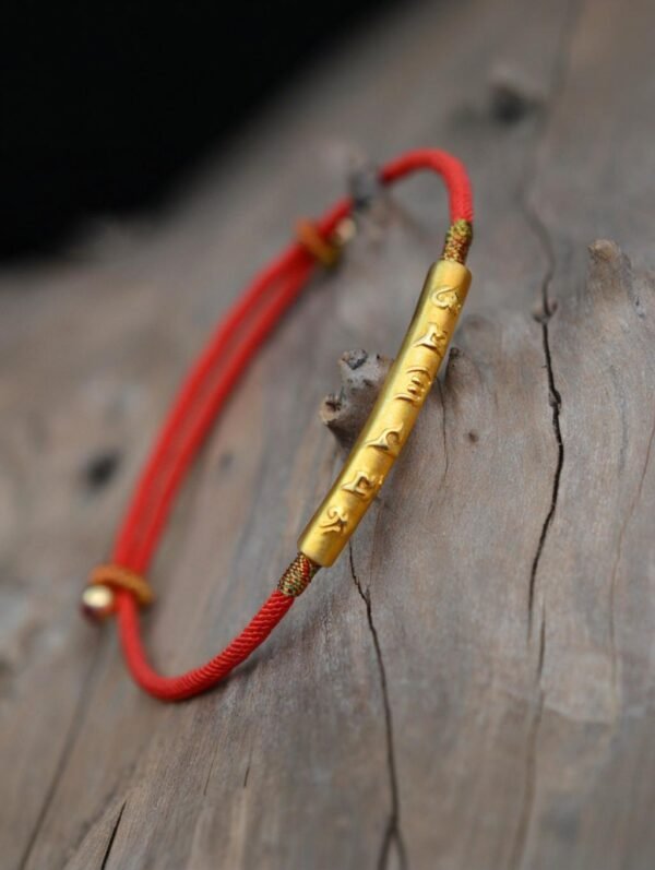 999 Pure Silver Gold-plated Dragon Knot Six-character Mantra Bracelet