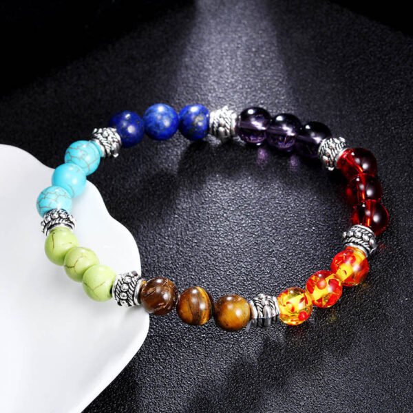 Natural Stone Colorful Chakra Energy Yoga Bracelet - Image 10