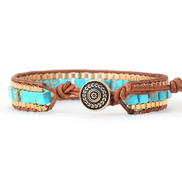 Fashion Imperial Stone Hand-woven Leather Bracelet - Image 3