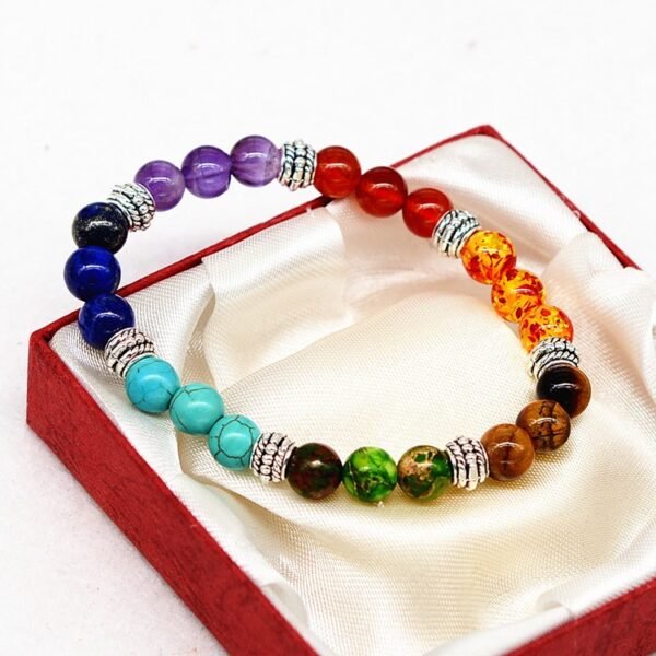 Natural Stone Colorful Chakra Energy Yoga Bracelet - Image 5