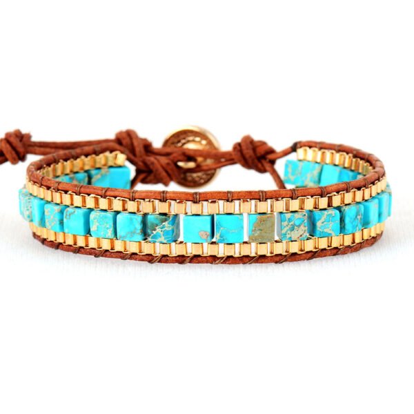 Fashion Imperial Stone Hand-woven Leather Bracelet - Image 2