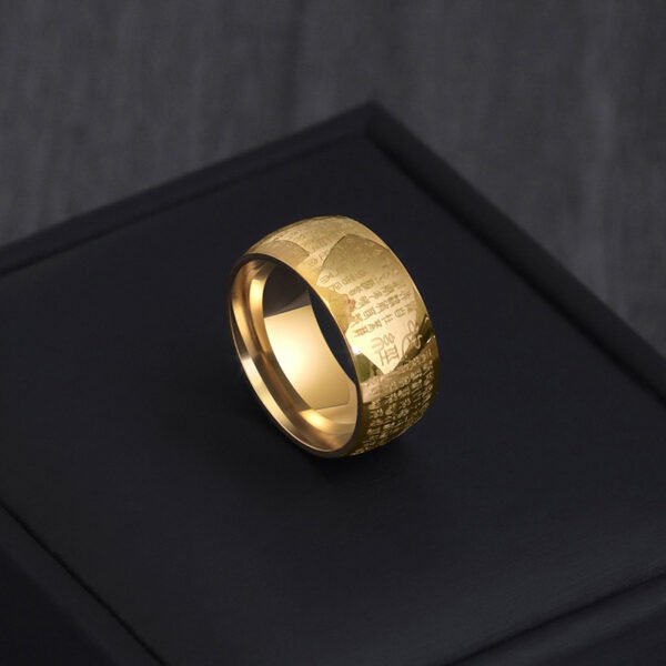 Heart Sutra Titanium Steel Men's Ring Personalized Minority - Image 3
