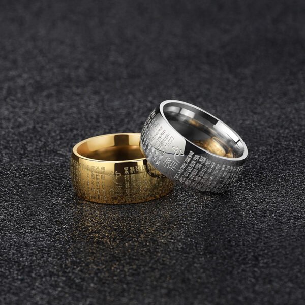 Heart Sutra Titanium Steel Men's Ring Personalized Minority - Image 2