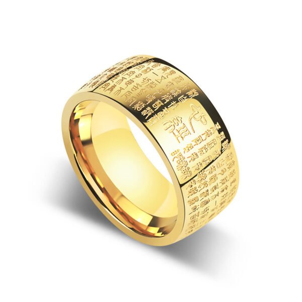 Heart Sutra Titanium Steel Men's Ring Personalized Minority - Image 6