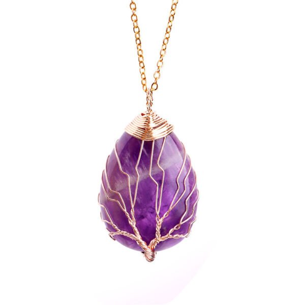 Natural Stone Tie Line Tree Of Life Pendant Necklace - Image 4