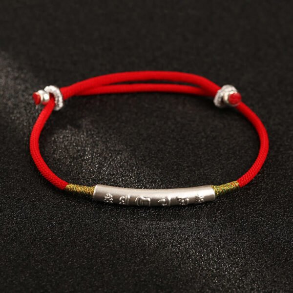 Tibetan Buddhist Handmade Mani Mantra Lucky Red String Bracelet - Image 9