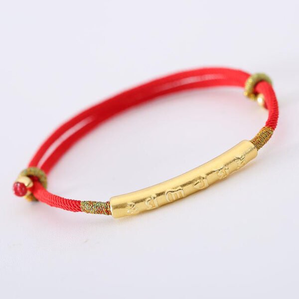 Tibetan Buddhist Handmade Mani Mantra Lucky Red String Bracelet - Image 5