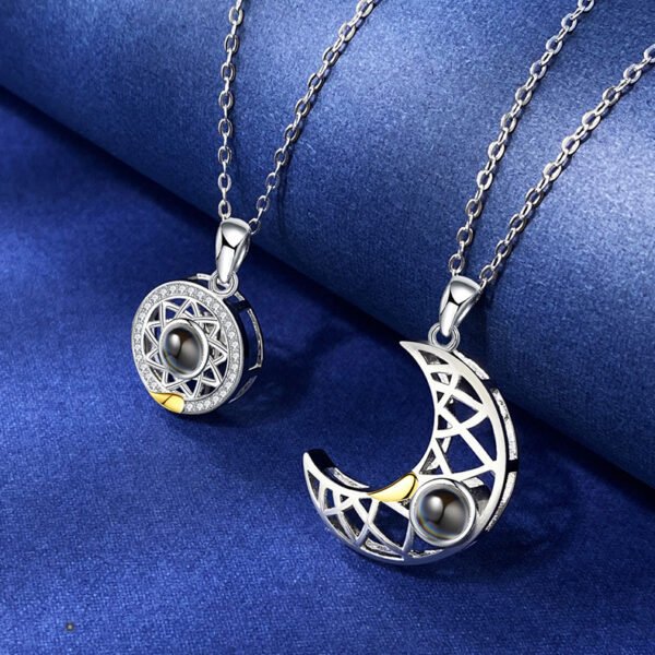Sun Moon Shape Couple Personalized Necklaces Wedding Birthday Jewelry  Languages I Love You Projection Pendant Necklace Gifts - Image 3