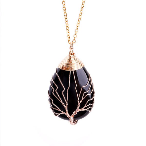 Natural Stone Tie Line Tree Of Life Pendant Necklace - Image 5