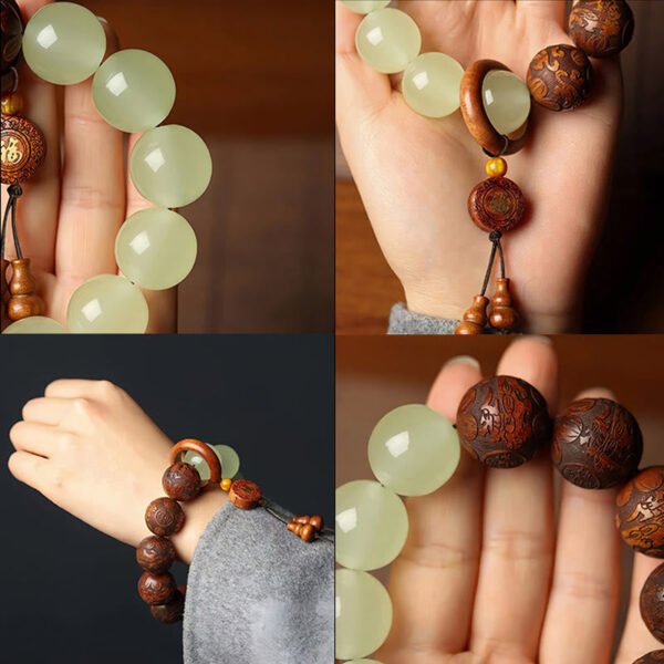 FREE Today: Cure and Warmth Sappan Wood Engraving PiXiu Fu Character Bracelet - Image 5