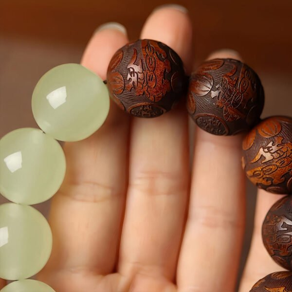 FREE Today: Cure and Warmth Sappan Wood Engraving PiXiu Fu Character Bracelet - Image 4
