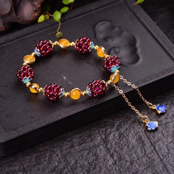 Natural Garnet Bracelet Multi Circle Pomegranate Crystal Bracelet - Image 8