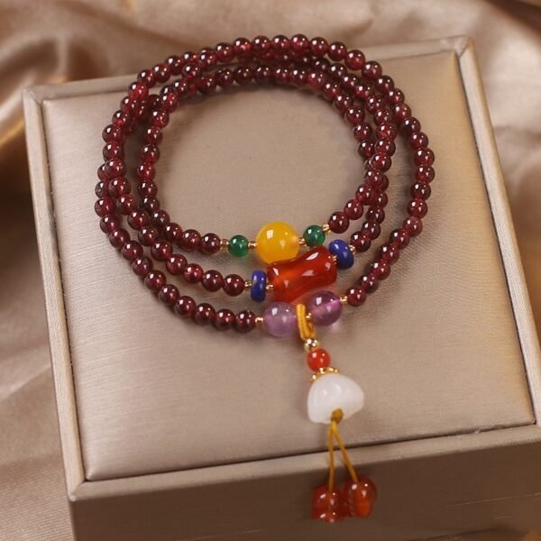 National Fashion Multi-layer Natural Garnet Beaded Bracelet - Image 10