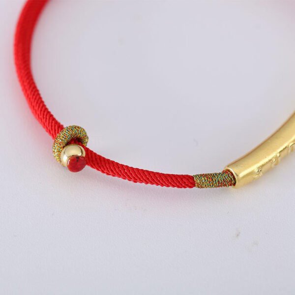Tibetan Buddhist Handmade Mani Mantra Lucky Red String Bracelet - Image 7