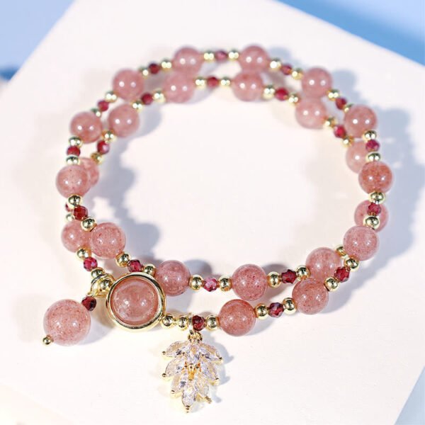 Healing of Love Strawberry Quartz Double Wrap Bracelet - Image 3