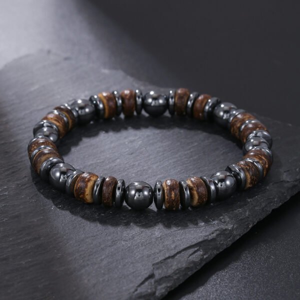 Mixed Wear 8mm Wood Spacer Hematite Bracelet - Image 3