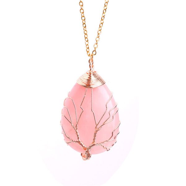 Natural Stone Tie Line Tree Of Life Pendant Necklace - Image 3