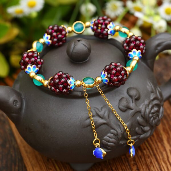 Natural Garnet Bracelet Multi Circle Pomegranate Crystal Bracelet - Image 3