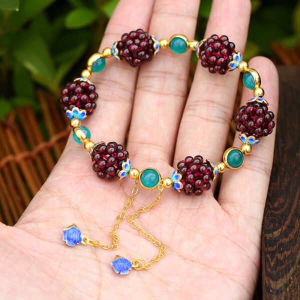 Natural Garnet Bracelet Multi Circle Pomegranate Crystal Bracelet - Image 6
