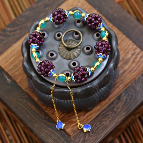 Natural Garnet Bracelet Multi Circle Pomegranate Crystal Bracelet - Image 5
