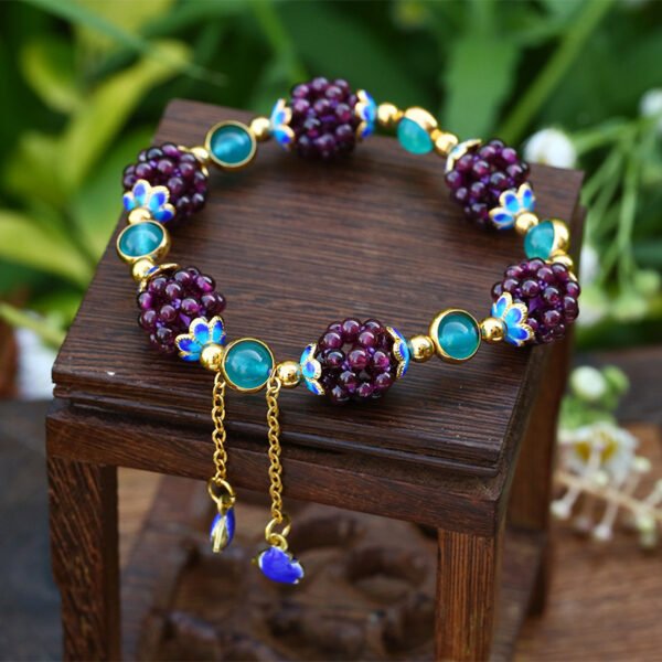 Natural Garnet Bracelet Multi Circle Pomegranate Crystal Bracelet - Image 4