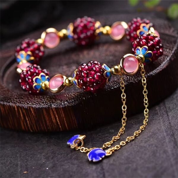 Natural Garnet Bracelet Multi Circle Pomegranate Crystal Bracelet - Image 9