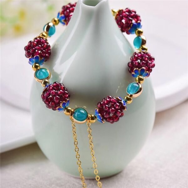 Natural Garnet Bracelet Multi Circle Pomegranate Crystal Bracelet - Image 7