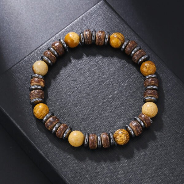 Mixed Wear 8mm Wood Spacer Hematite Bracelet - Image 4