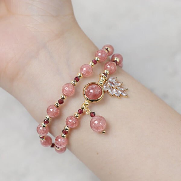 Healing of Love Strawberry Quartz Double Wrap Bracelet - Image 6