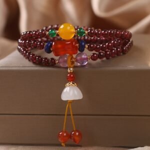 National Fashion Multi-layer Natural Garnet Beaded Bracelet