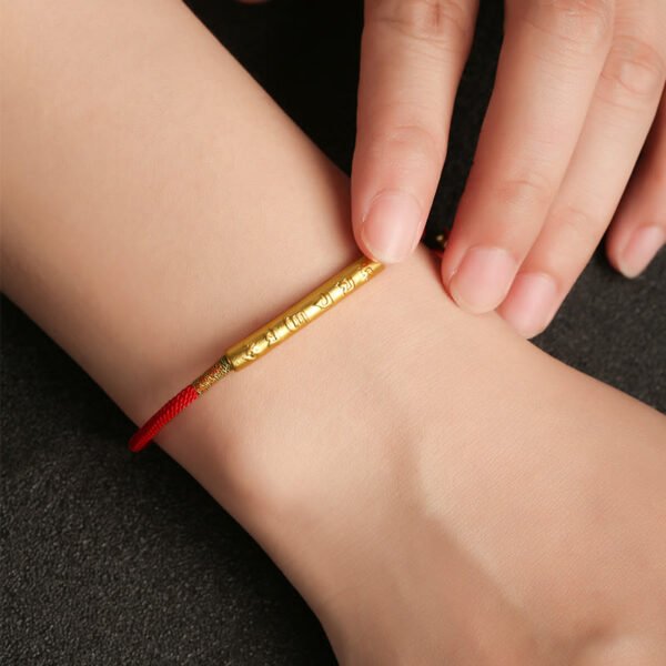 Tibetan Buddhist Handmade Mani Mantra Lucky Red String Bracelet - Image 4