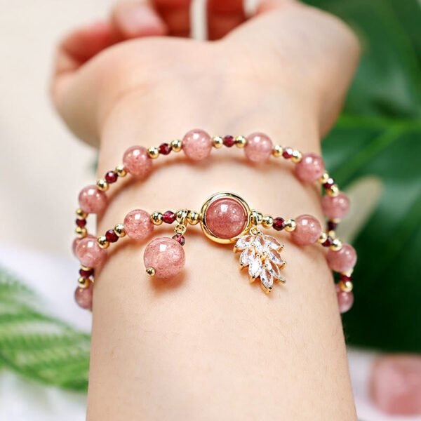 Healing of Love Strawberry Quartz Double Wrap Bracelet - Image 5