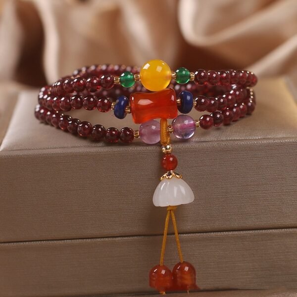 National Fashion Multi-layer Natural Garnet Beaded Bracelet - Image 8