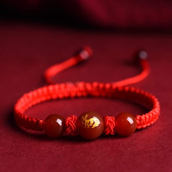 Zodiac Red Rope Bracelet Natural Red Agate - Image 9