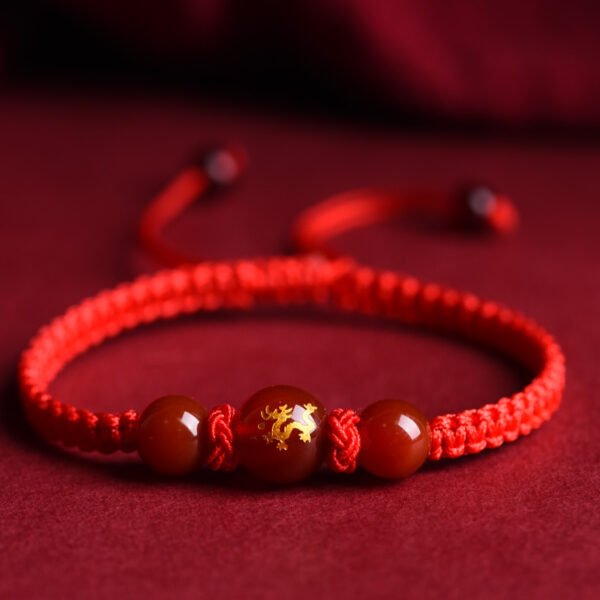 Zodiac Red Rope Bracelet Natural Red Agate - Image 10
