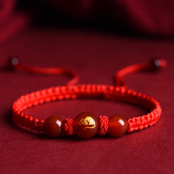 Zodiac Red Rope Bracelet Natural Red Agate - Image 6