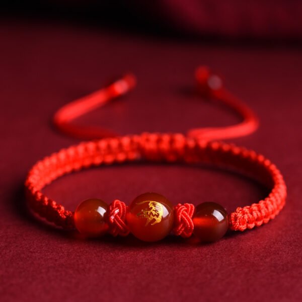 Zodiac Red Rope Bracelet Natural Red Agate - Image 8