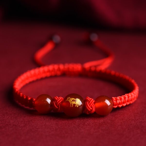 Zodiac Red Rope Bracelet Natural Red Agate - Image 7