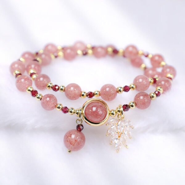 Healing of Love Strawberry Quartz Double Wrap Bracelet - Image 4