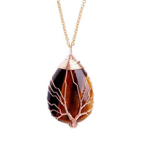 Natural Stone Tie Line Tree Of Life Pendant Necklace - Image 7
