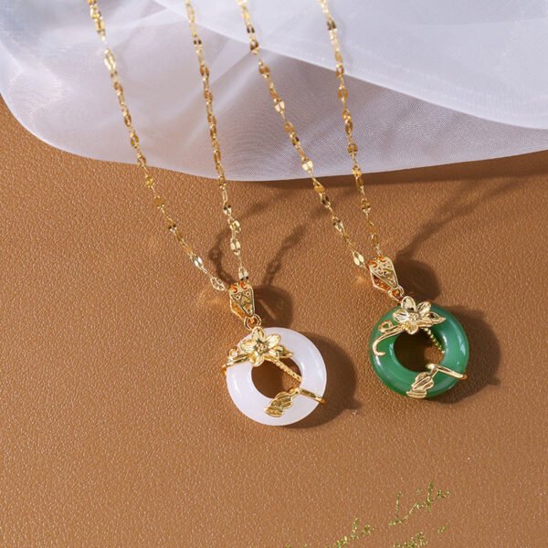 Japanese And Korean Lotus Leaves Lovers Necklace - Image 5