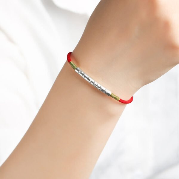 Tibetan Buddhist Handmade Mani Mantra Lucky Red String Bracelet - Image 10