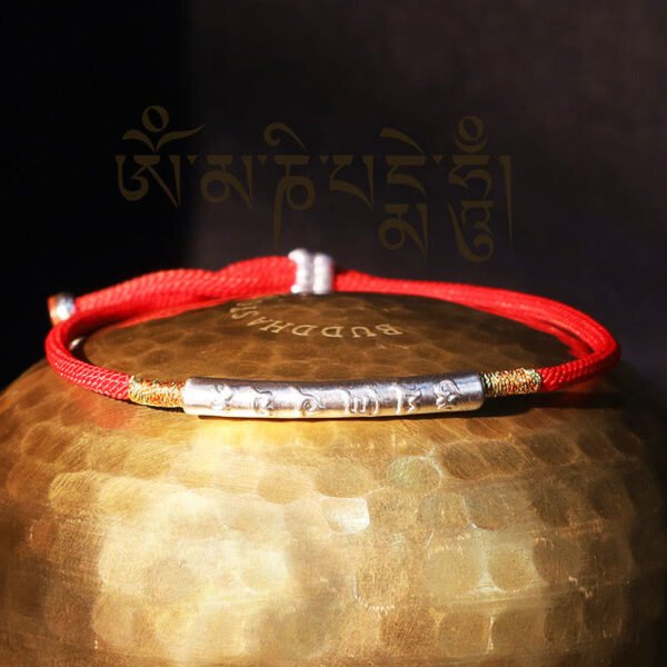 Tibetan Buddhist Handmade Mani Mantra Lucky Red String Bracelet - Image 8